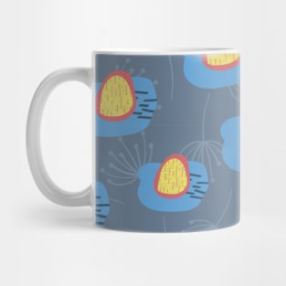 Scandinavian flowers blue, red, yellow Mug